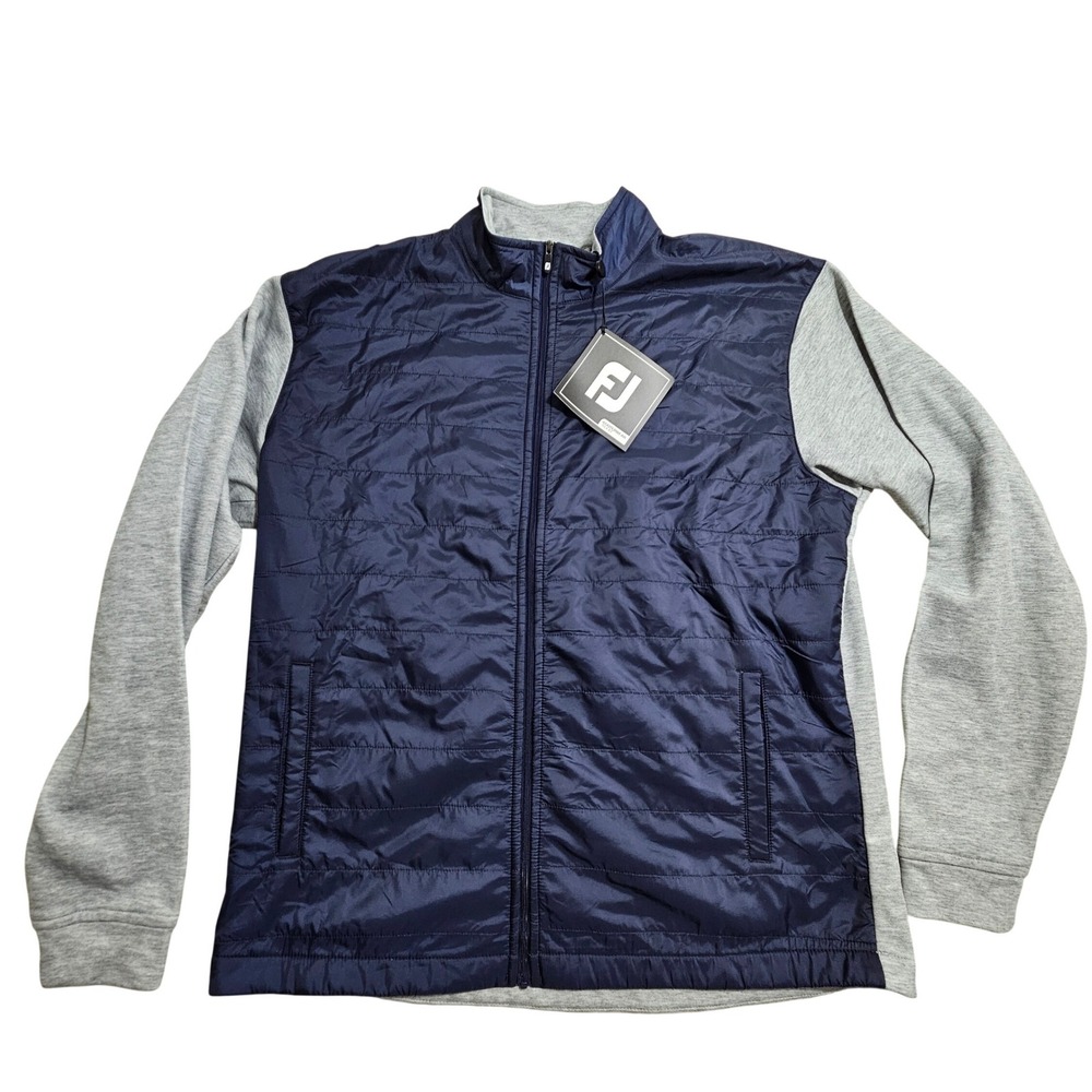 FootJoy NWT Hybrid Jacket Large Navy Grey Quilted Wind Water Resistant 26209